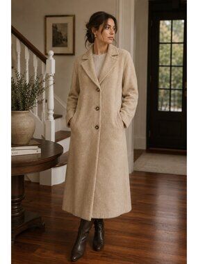 & Other Stories Alpaca Wool Blend Long Coat Beige Camel Tailored Paris Atelier 8